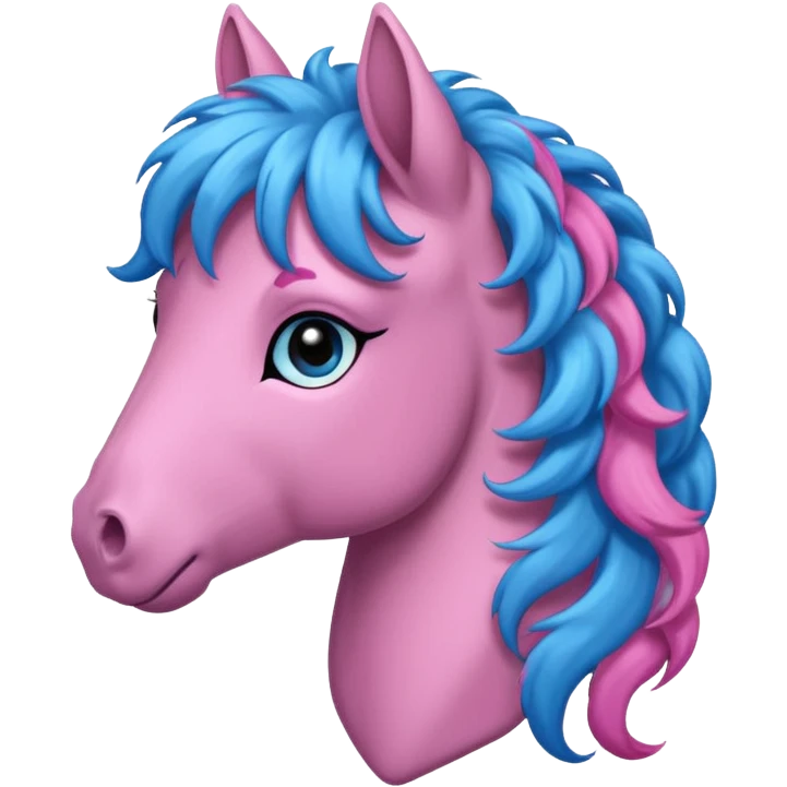  horse with curly and blue pink hair  emoji