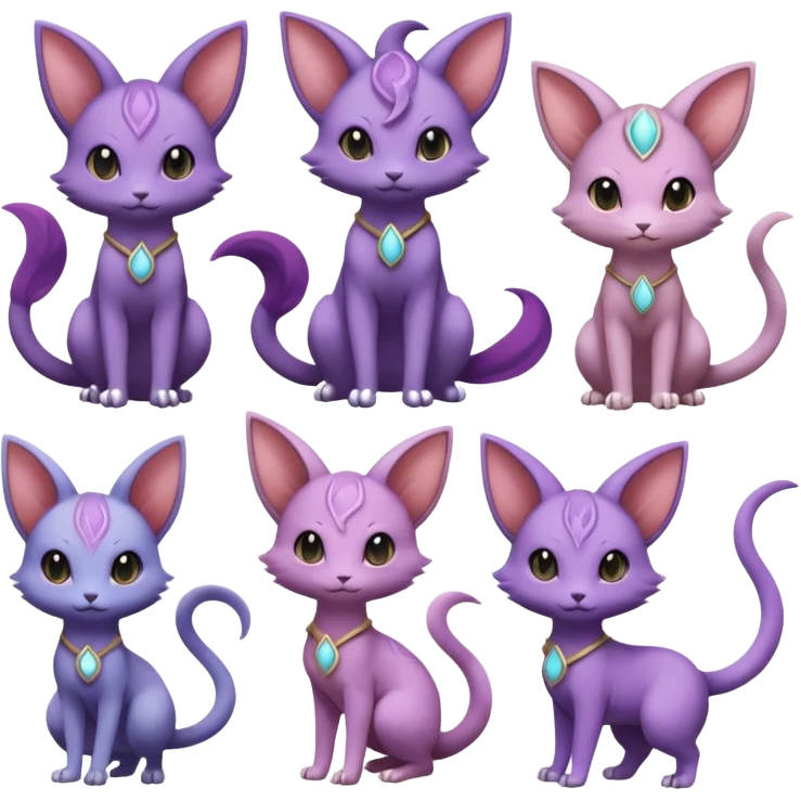 Aurorus-Espeon-Purrloin-Delcatty-Rattata-Pokémon (full body) emoji