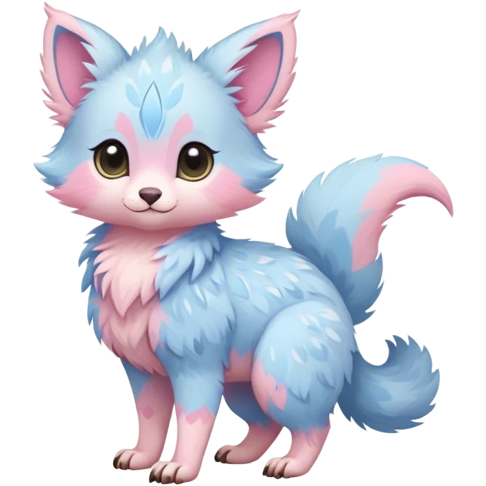 Feral Rare Fantasy cute pastel Vernid-Trico-species by LiLaiRa, markings, tufted ears, full body emoji