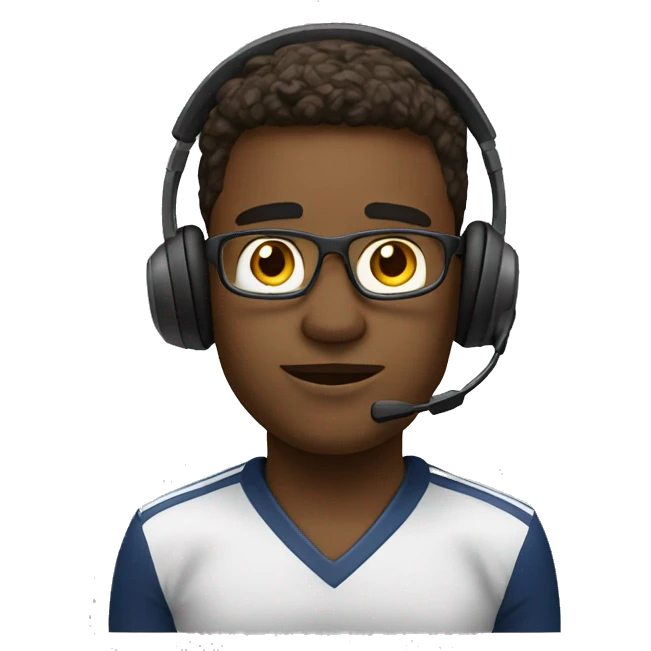 Young football coach with headset emoji