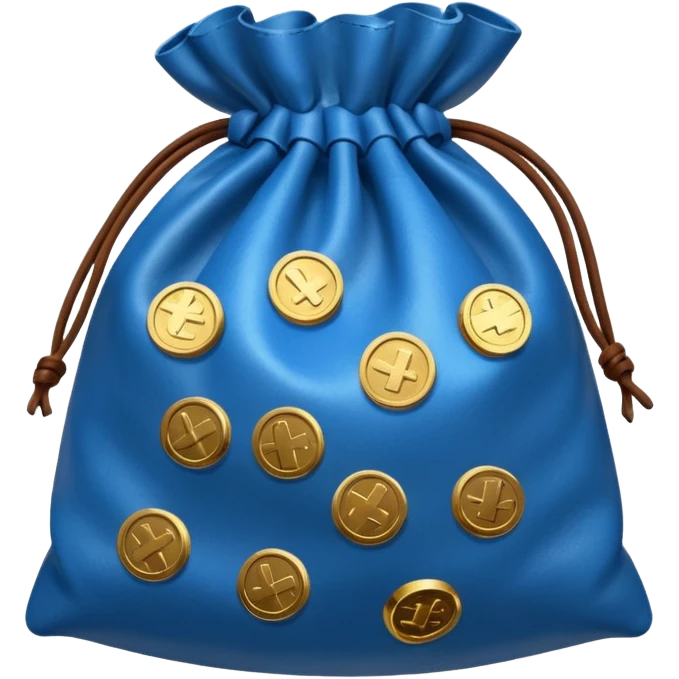 blue coins outside a money bag  emoji