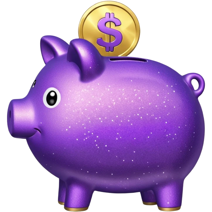 money in a glitter purple piggy bank emoji