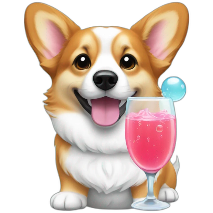 corgi drink bubble tee emoji