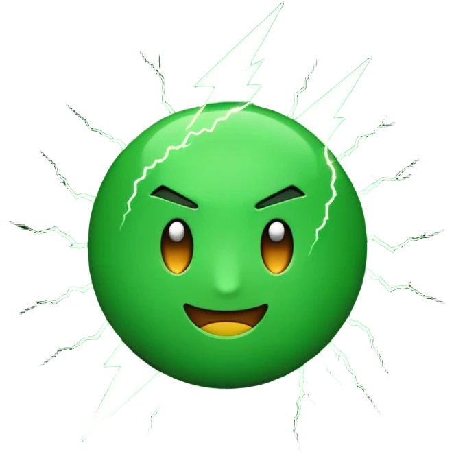 an emoji its coulure black and green have lightning and movable in it ( Mody ) emoji