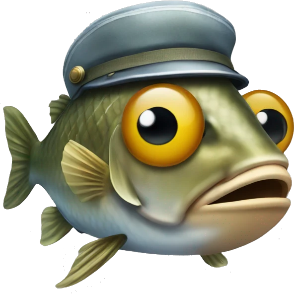 Fish wearing a Military Helmet  emoji