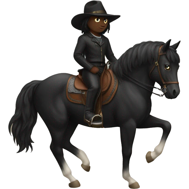 Black cat on a horse  emoji