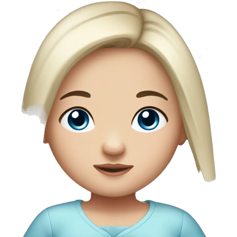 newborn baby gril daughter with dark straight hair and blue eyes emoji