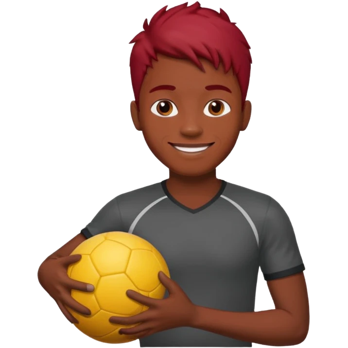 black man who play ball with red hair emoji