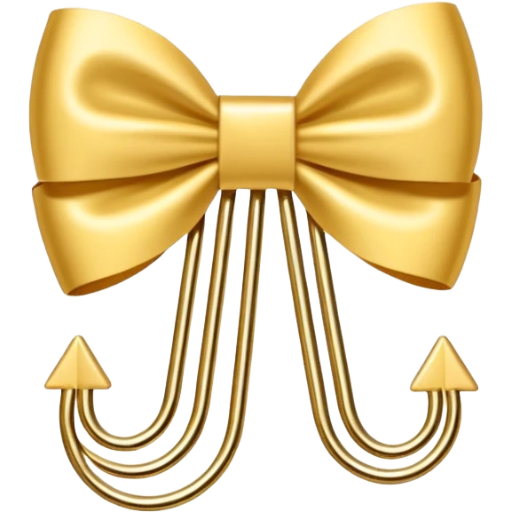 one gold paper clip with a white bow in the middle emoji