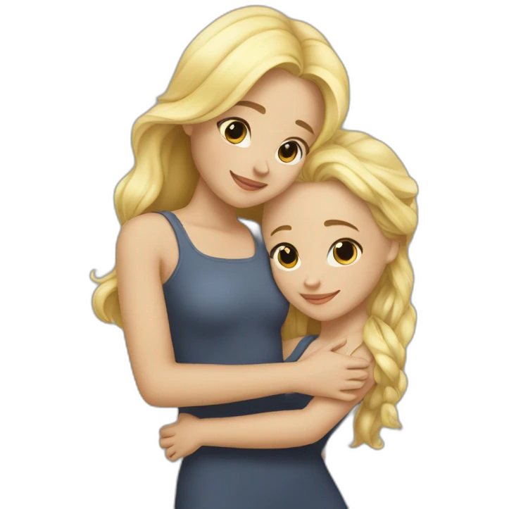 hug blonde and brunette girls emoji