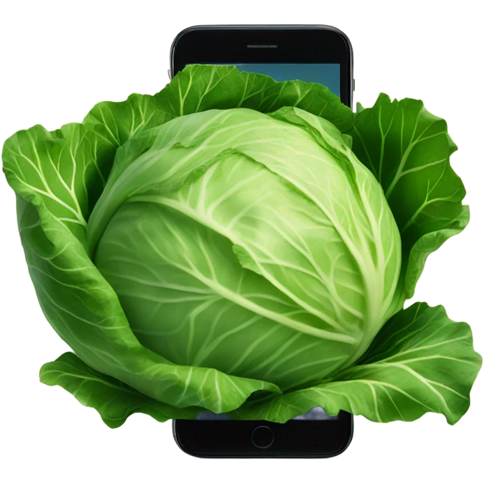 cabbage takes pictures with phone emoji