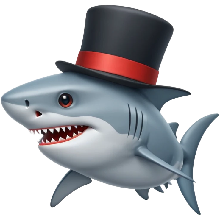 Shark with a top hat emoji