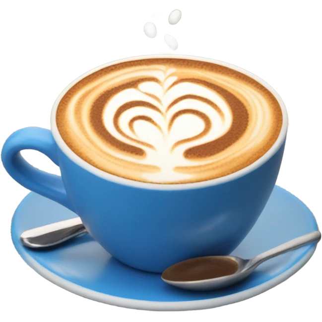Cappuccino with latte art in a blue cup  emoji