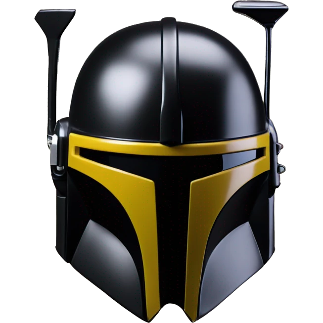 Gloss black and yellow mandalorian helmet with antenna emoji