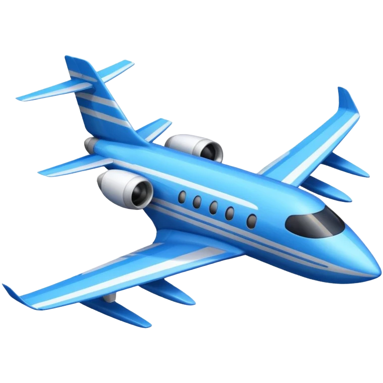 A compact jet with a blue-striped body and angled wings, climbing upward with steady power.
 emoji