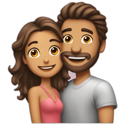 una chica y un chico abrazandose emoji