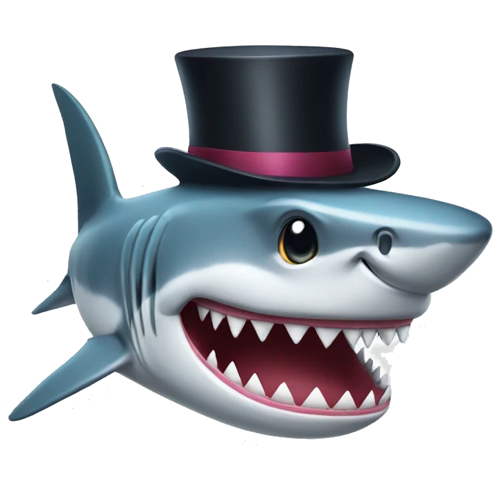 Shark with a top hat emoji