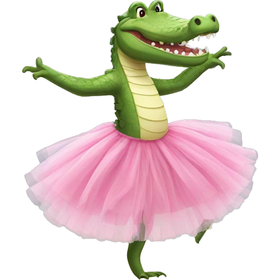 a crocodile dancing like a classic dancer in pink tutus emoji