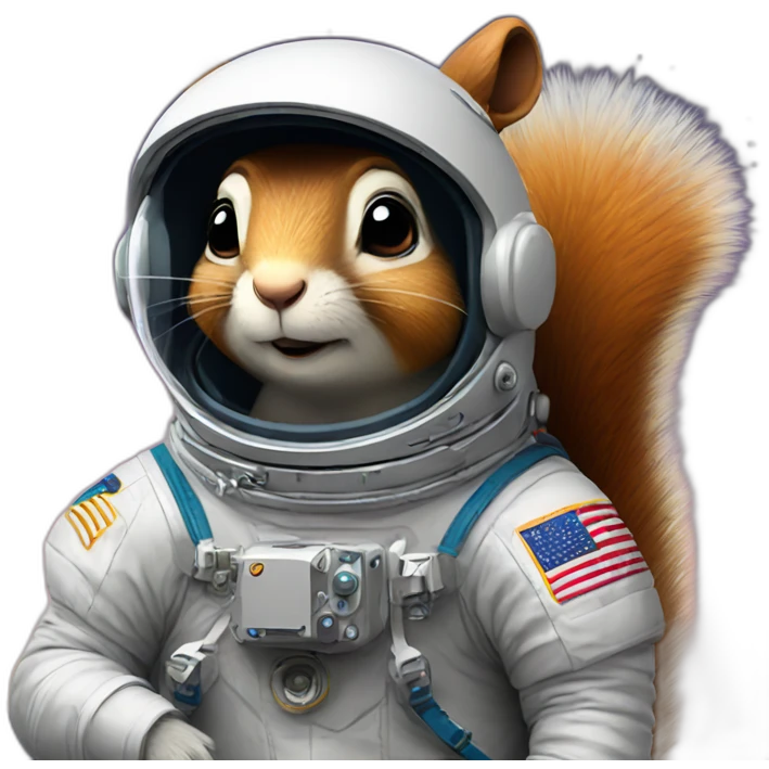 astronaut squirrel looking pensively at the night sky emoji