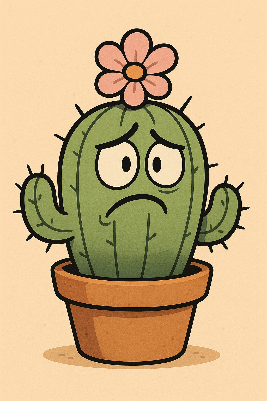 cartoon style cactus with a flower on top emoji