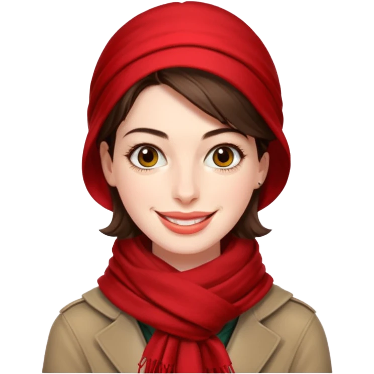 Anne Hathaway with red scarf emoji