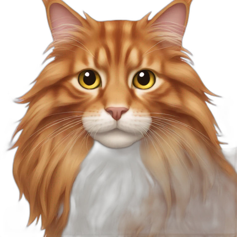 long haired ginger Maine coon cat emoji