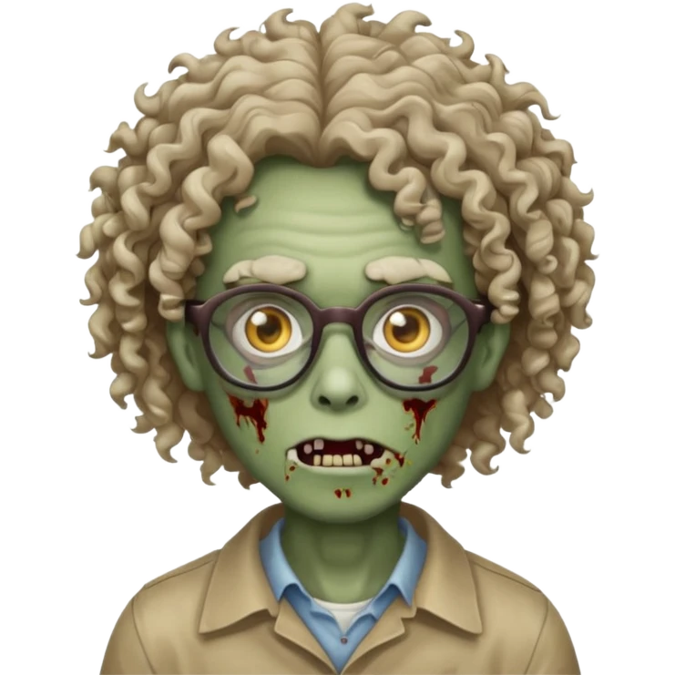 Um zombie com óculos e cabelo cacheado  emoji