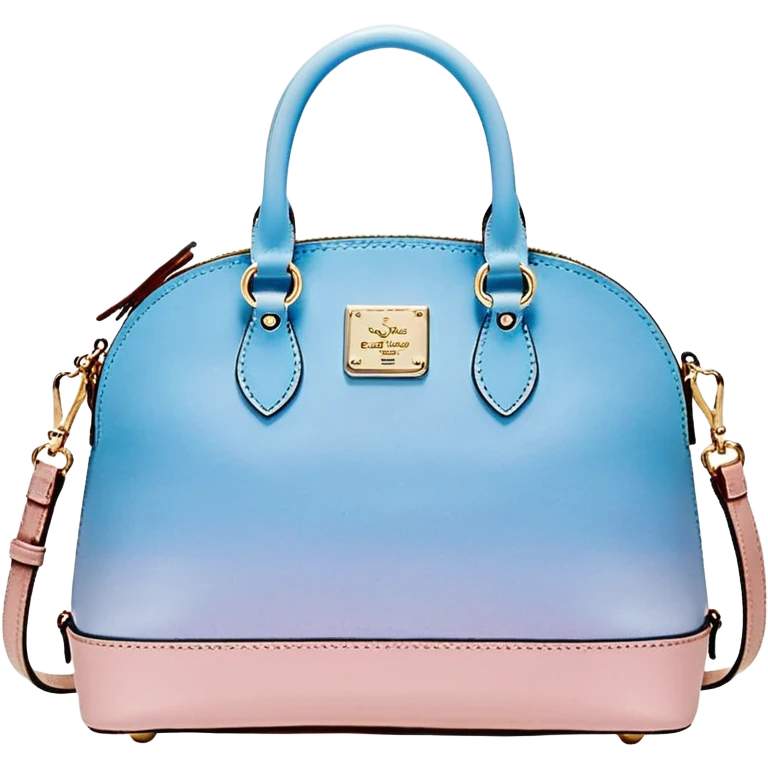 Realistic pastel pink to pastel blue ombre dooney and bourke domed satchel purse.  emoji