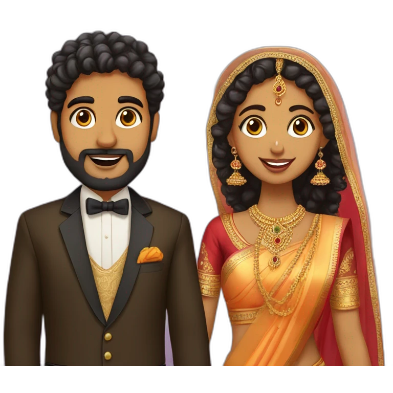south indian girl with curly hair marrying south indian guy with straight hair and beard emoji
