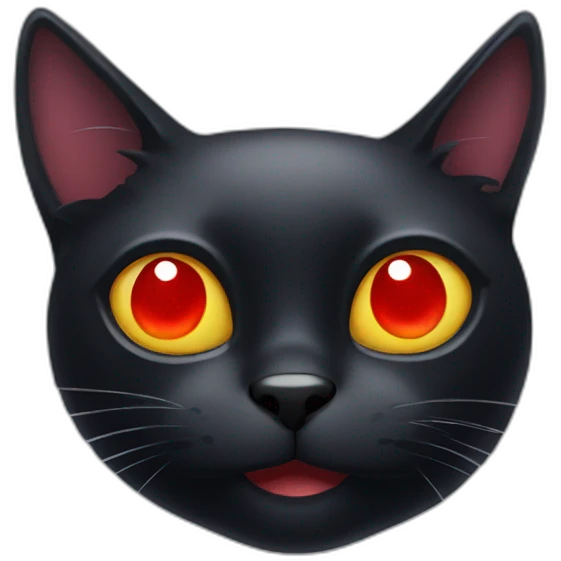 black cat with 3 red eyes emoji