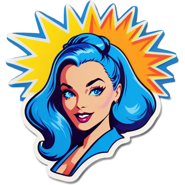 Pop art sexy women with blue hear emoji