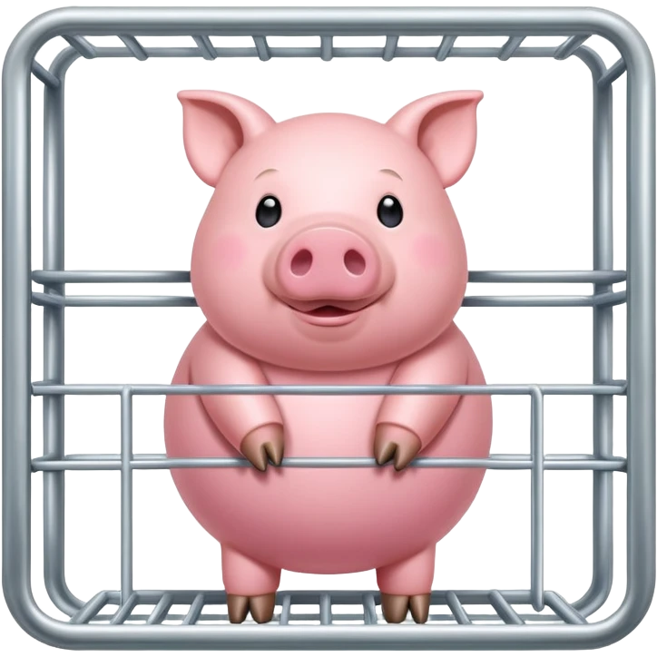 A pig, in a cage, on antibiotics emoji