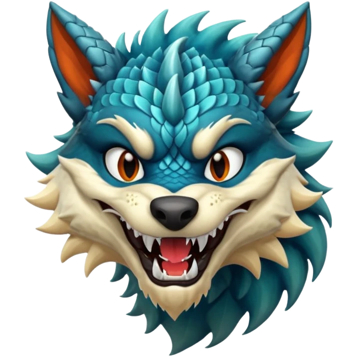 Create an emoji of a dragon wolf hybrid with a condescending laugh  emoji