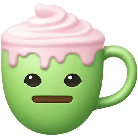 cute matcha latte in a light pink mug  emoji