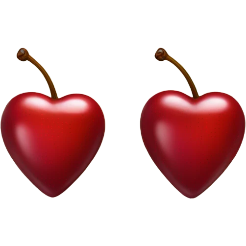 Shiny, Deeper red, heart shaped cherries emoji