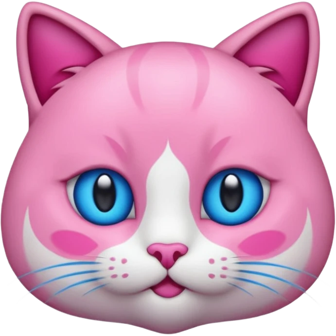 un emoji de lacara de un gato azul con rosa sorprendido emoji