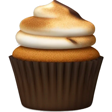 S’mores cupcake with chocolate and graham cracker emoji