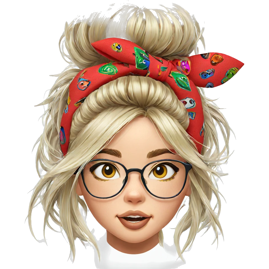 blonde girl with glasses portrait emoji
