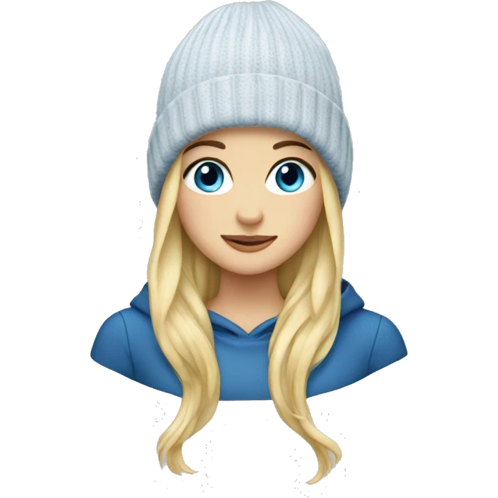 Blonde girl with blue eyes wearing a beanie emoji