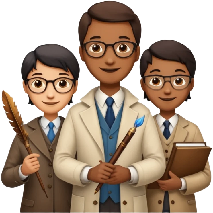 A giant quill and three professors emoji
