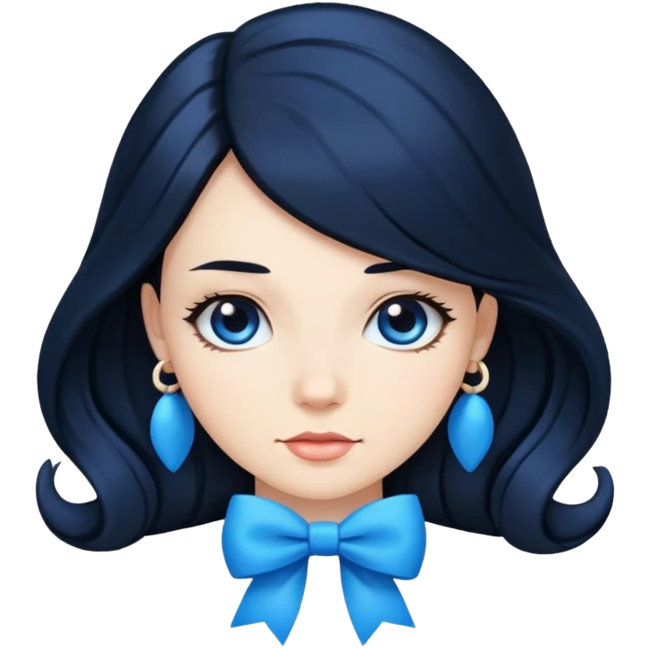 woman with a blue bow on her head and long black hair emoji