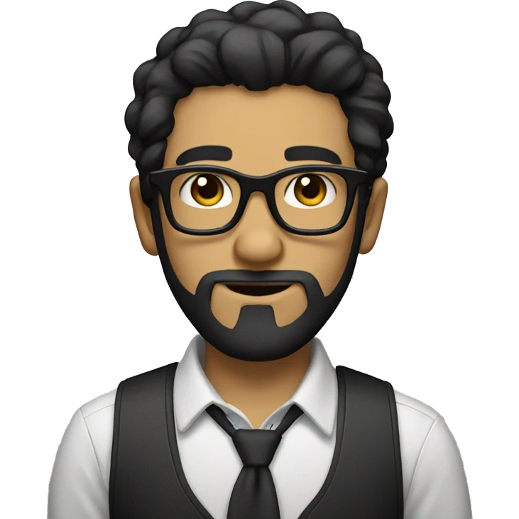 cool nerd with black hair and glasses and beard emoji