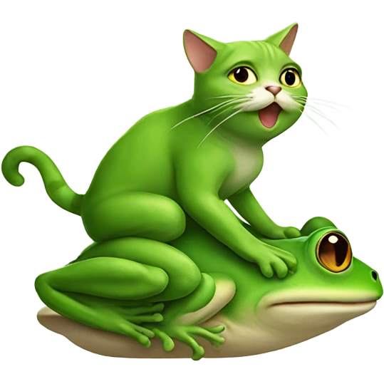 Cat riding a frog emoji