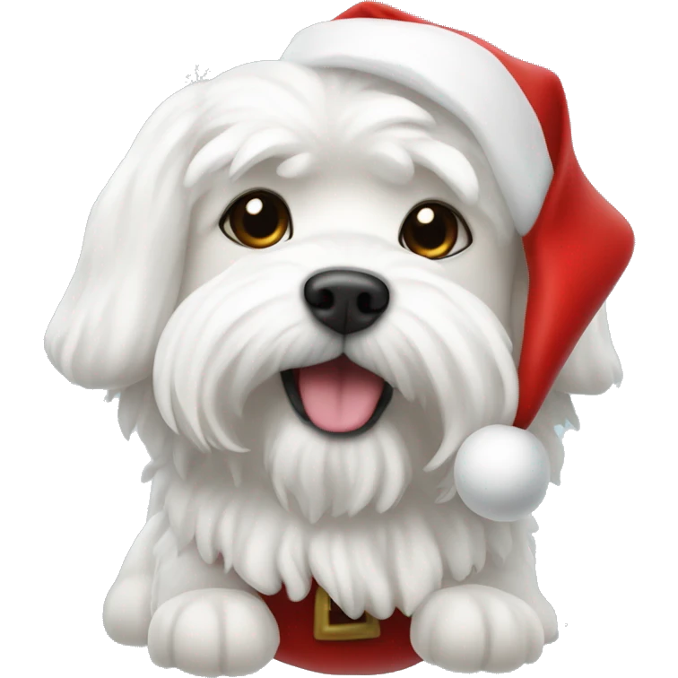  white maltese dog and Santa Claus  emoji
