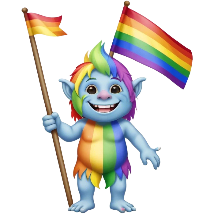 Troll holding a pride flag emoji