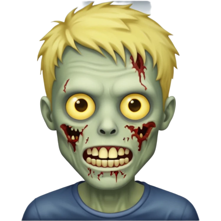 faça um homem zumbi, de cabelo baixo mostrando o dente emoji