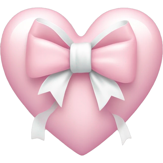 Pastel pink heart with white bow emoji