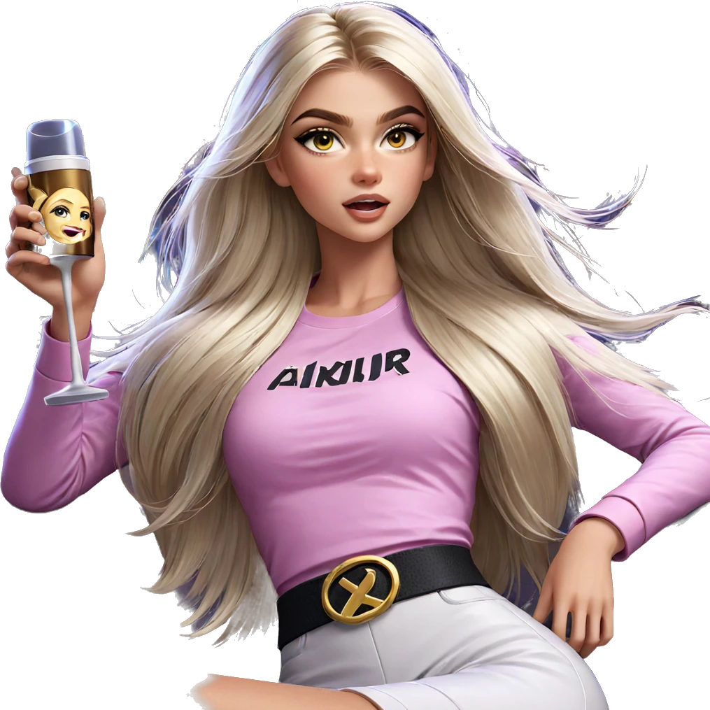 blonde girl with cup night emoji