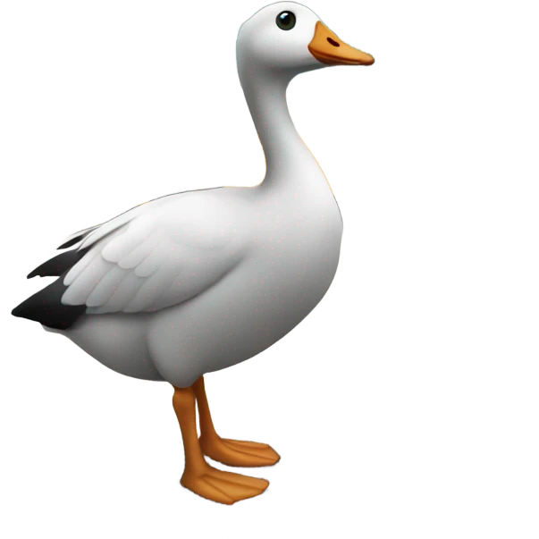 A goose standing next to a bus emoji