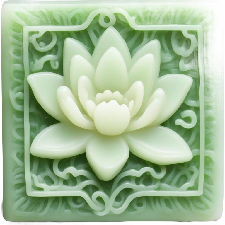 A whole white Rectangle Chinese style water-lily-patterned jade ornament emoji